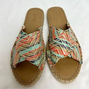 UNIVERSAL THREAD NWOT Sonya Woven Slide Sandals Platform Espadrille Coral Blue 7
